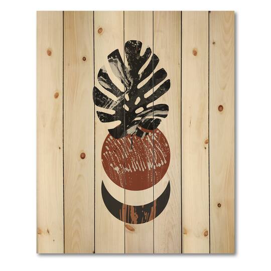 Designart - Abstact Minimal Sun, Moon & Tropical Palm Leaf II